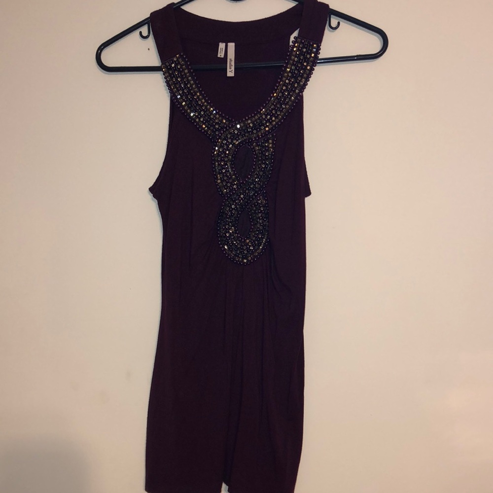 Plum beaded tank